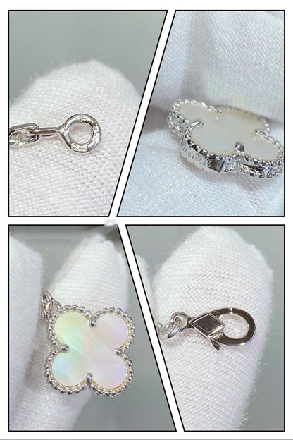 [⭐Sparkve]CLOVER 5 MOTIF WHITE MOP SILVER BRACELET