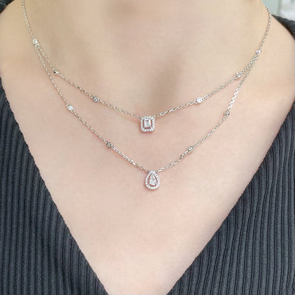 [⭐Sparkve]MY TWIN 2 ROW DIAMOND NECKLACE