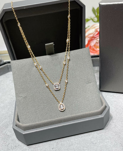 [⭐Sparkve]MY TWIN 2 ROW DIAMOND NECKLACE