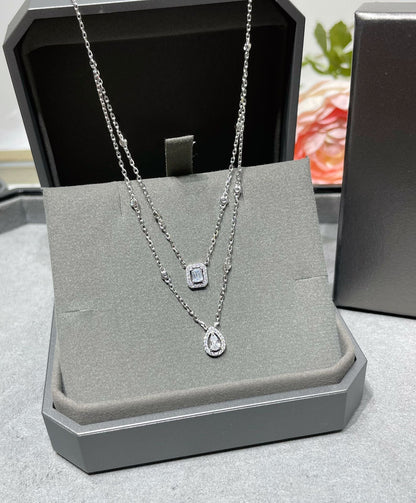 [⭐Sparkve]MY TWIN 2 ROW DIAMOND NECKLACE
