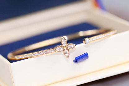 [⭐Sparkve]IDYLLE PINK GOLD OPEN BRACELET DIAMOND PAVED