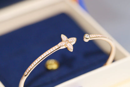 [⭐Sparkve]IDYLLE PINK GOLD OPEN BRACELET DIAMOND PAVED