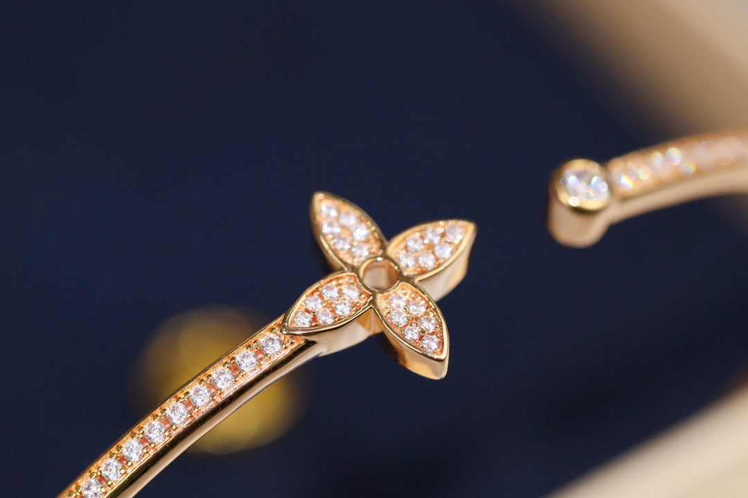 [⭐Sparkve]IDYLLE PINK GOLD OPEN BRACELET DIAMOND PAVED