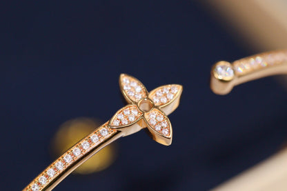 [⭐Sparkve]IDYLLE PINK GOLD OPEN BRACELET DIAMOND PAVED
