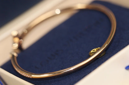[⭐Sparkve]IDYLLE PINK GOLD OPEN BRACELET DIAMOND PAVED