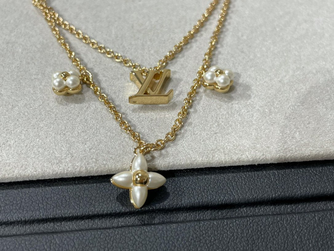 [⭐Sparkve]FLOWERGRAM GOLD MOP DOUBLE ROW NECKLACE