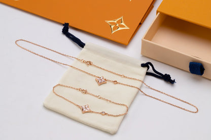 [⭐Sparkve]STAR PINK MOP 1 DIAMOND PINK GOLD NECKLACE