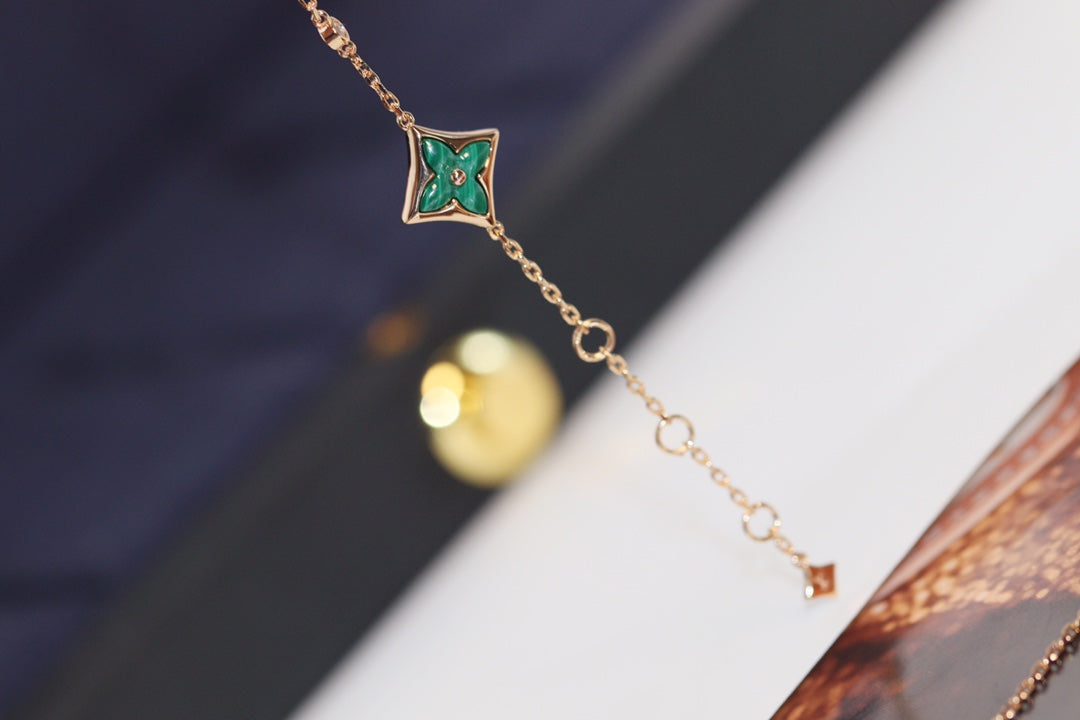 [⭐Sparkve]STAR AND SUN 4 MOTIF PINK GOLD MALACHITE BRACELET