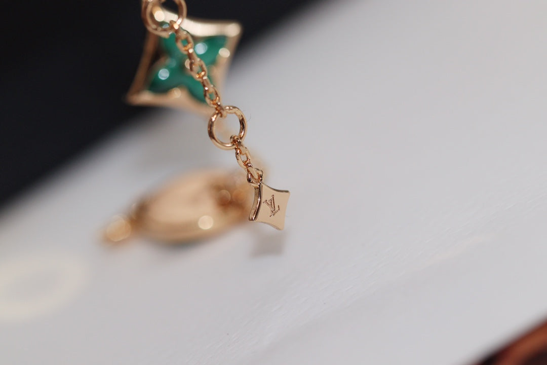 [⭐Sparkve]STAR AND SUN 4 MOTIF PINK GOLD MALACHITE BRACELET