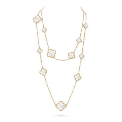 [⭐Sparkve]CLOVER 16 MOTIF WHITE MOP GOLD NECKLACE