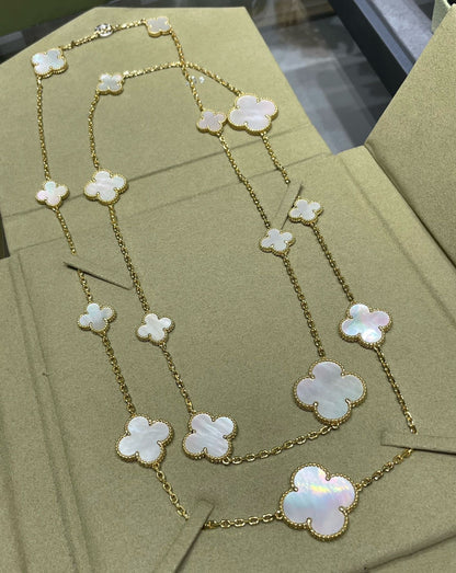 [⭐Sparkve]CLOVER 16 MOTIF WHITE MOP GOLD NECKLACE