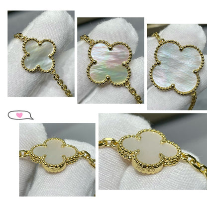 [⭐Sparkve]CLOVER 16 MOTIF WHITE MOP GOLD NECKLACE
