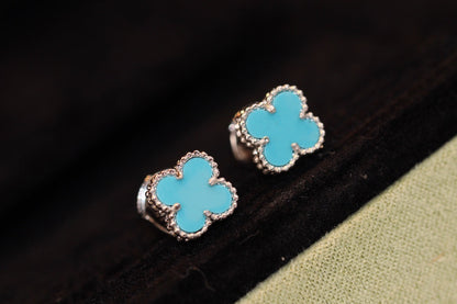 [⭐Sparkve]CLOVER MINI TURQUOISE SILVER STUD EARRINGS