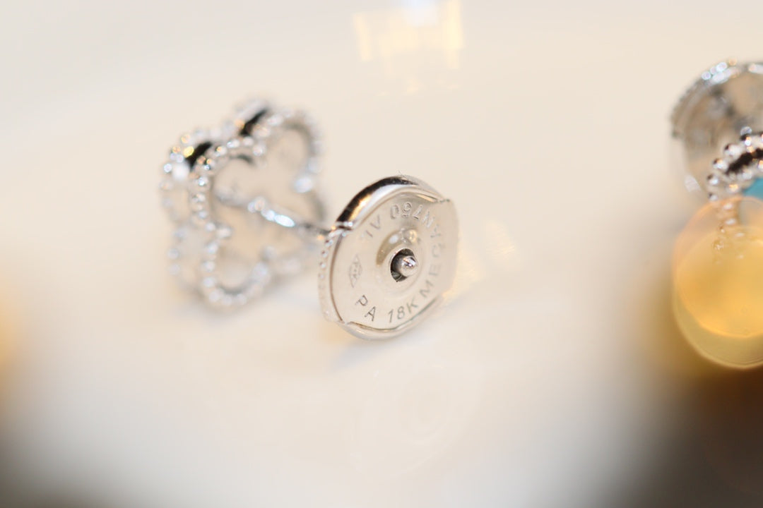 [⭐Sparkve]CLOVER MINI TURQUOISE SILVER STUD EARRINGS