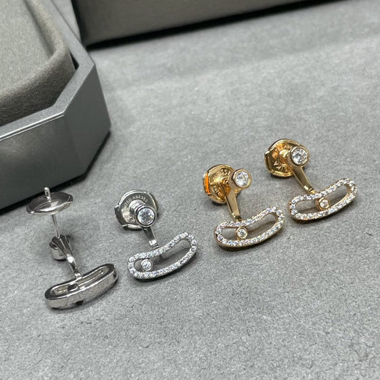 [⭐Sparkve]MOVE UNO PINK GOLD DIAMOND EARRINGS