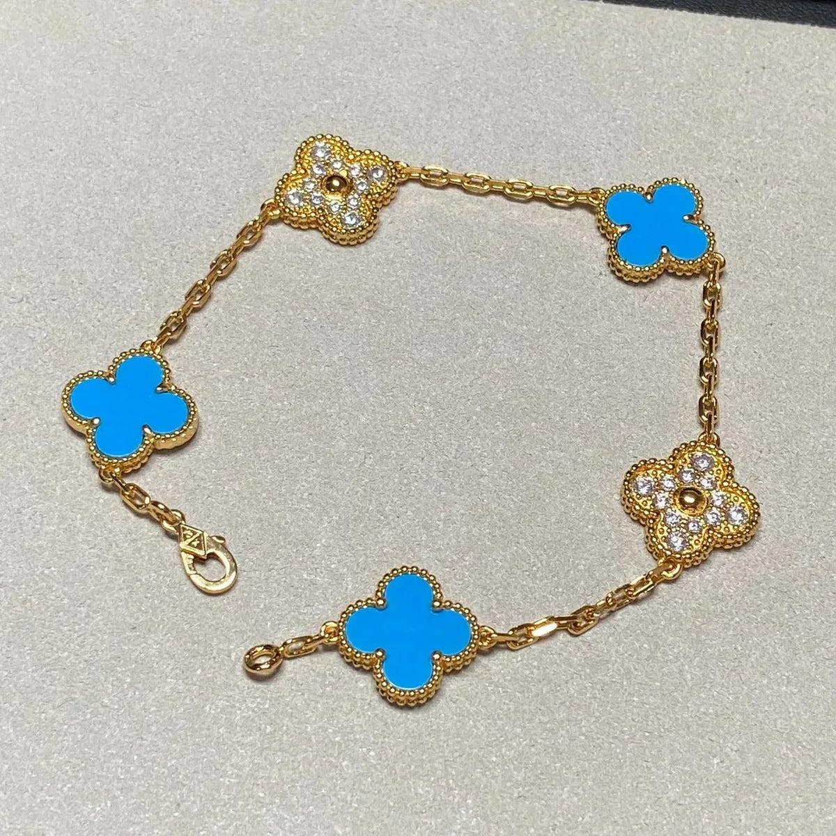 [⭐Sparkve] CLOVER 5 MOTIF BLUE AGATE BRACELET COLLECTION