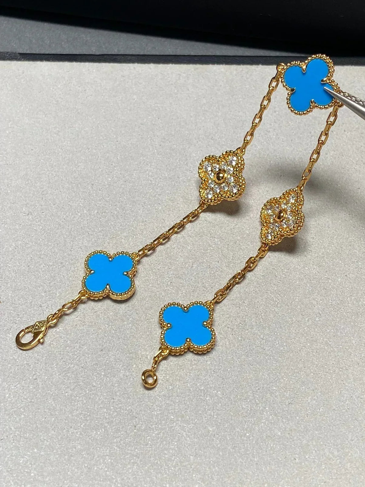 [⭐Sparkve] CLOVER 5 MOTIF BLUE AGATE BRACELET COLLECTION