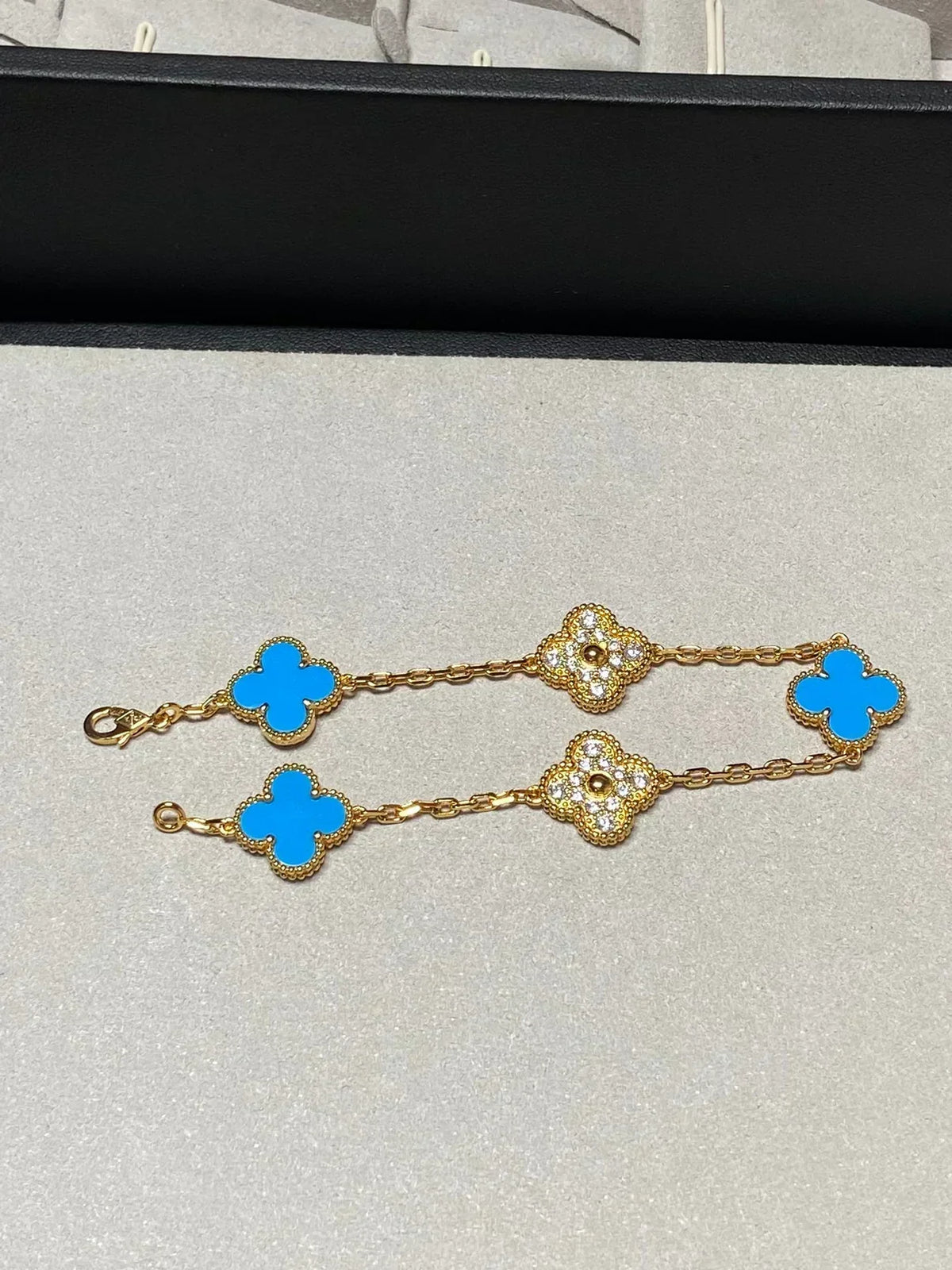 [⭐Sparkve] CLOVER 5 MOTIF BLUE AGATE BRACELET COLLECTION