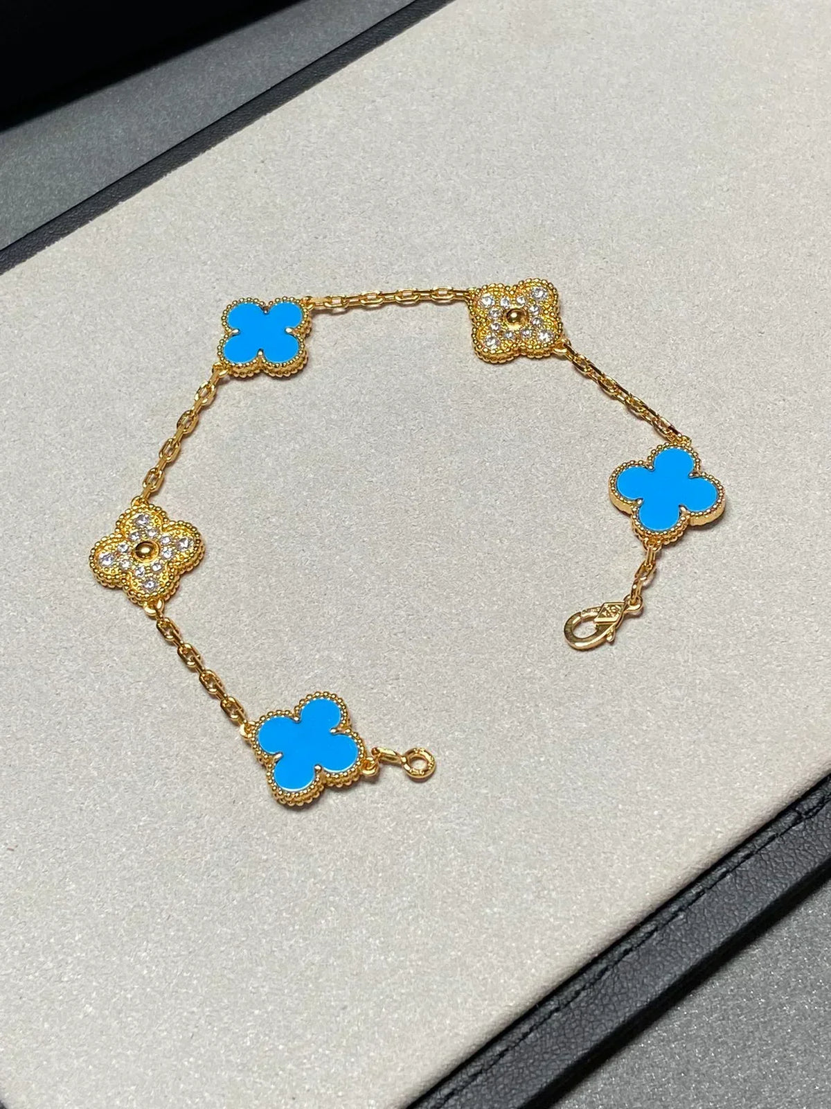 [⭐Sparkve] CLOVER 5 MOTIF BLUE AGATE BRACELET COLLECTION