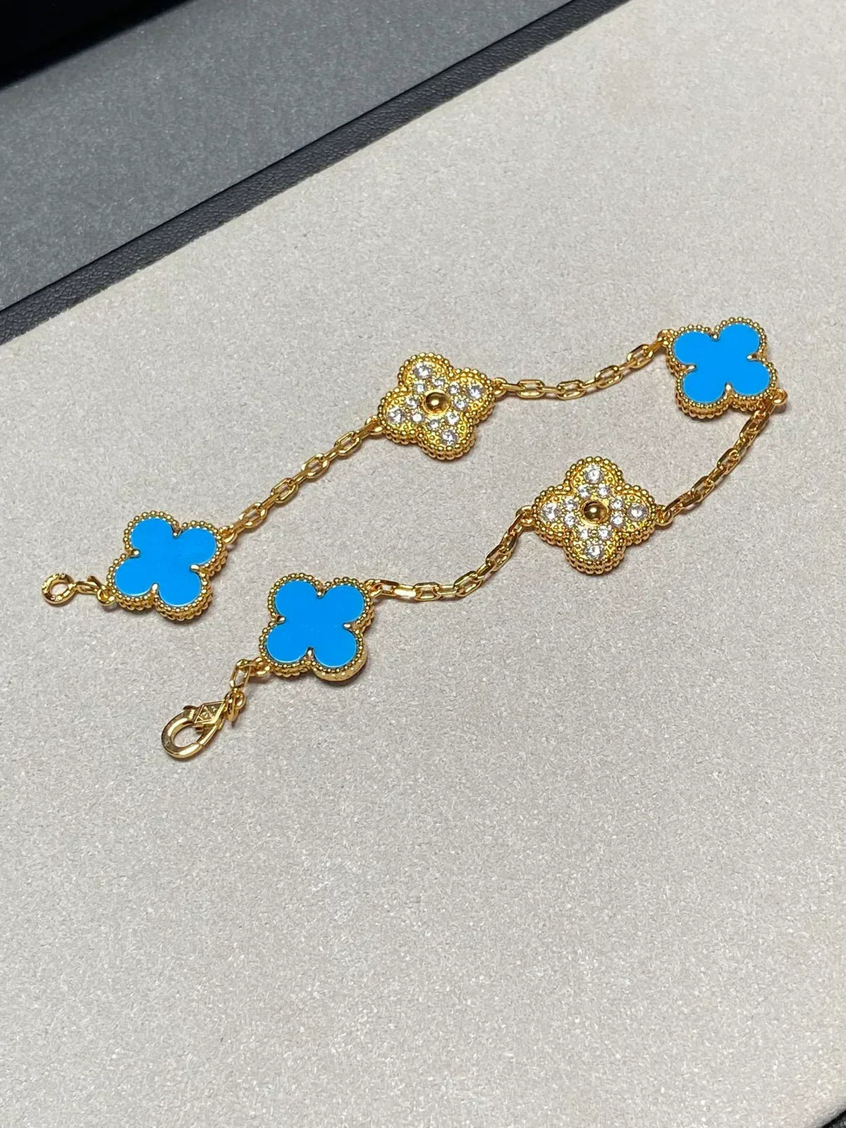 [⭐Sparkve] CLOVER 5 MOTIF BLUE AGATE BRACELET COLLECTION