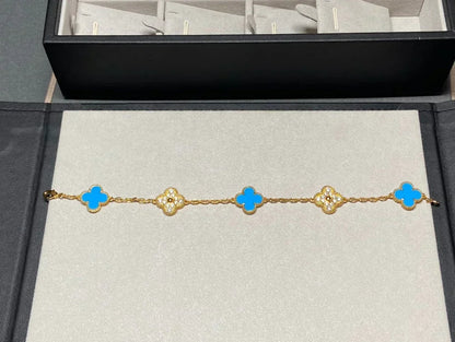 [⭐Sparkve] CLOVER 5 MOTIF BLUE AGATE BRACELET COLLECTION