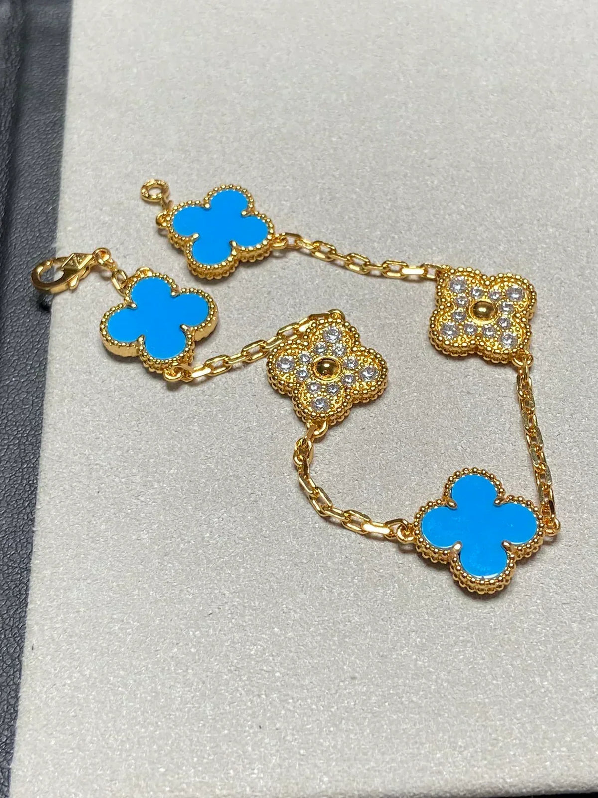 [⭐Sparkve] CLOVER 5 MOTIF BLUE AGATE BRACELET COLLECTION