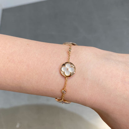 [⭐Sparkve]STAR AND SUN 4 MOTIF WHITE MOP PINK GOLD BRACELET