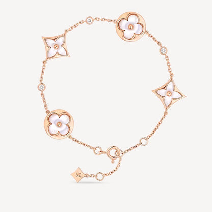 [⭐Sparkve]STAR AND SUN 4 MOTIF WHITE MOP PINK GOLD BRACELET