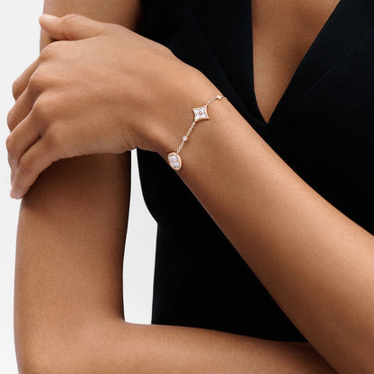 [⭐Sparkve]STAR AND SUN 4 MOTIF WHITE MOP PINK GOLD BRACELET