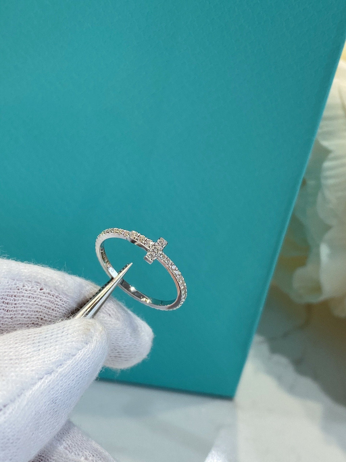 [⭐Sparkve Jewels]T SMALL RING DIAMOND SILVER