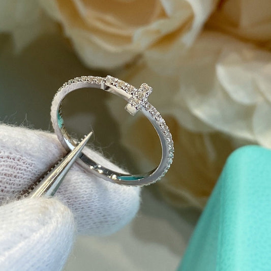 [⭐Sparkve Jewels]T SMALL RING DIAMOND SILVER
