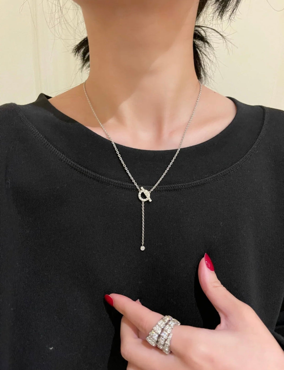 [⭐Sparkve]FINESSE SILVER DIAMOND NECKLACE