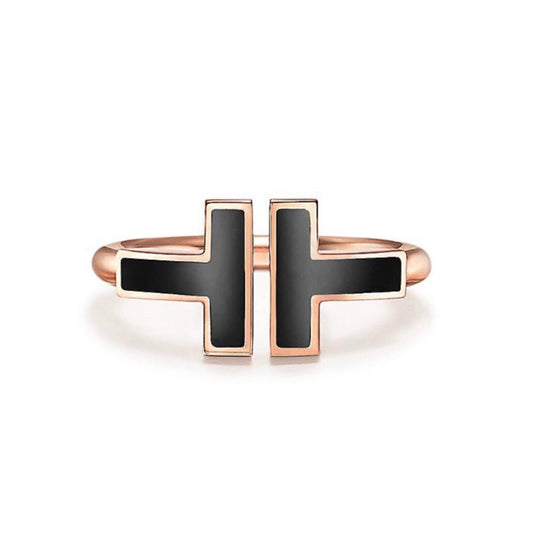 [⭐Sparkve Jewels]T SMALL ONYX PINK GOLD RING