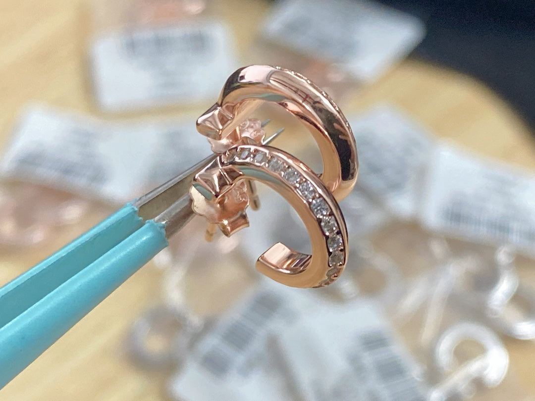 [⭐Sparkve Jewels]T1 HOOP DIAMOND EARRINGS