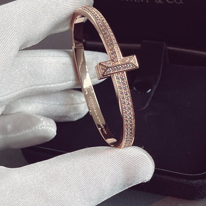 [⭐Sparkve Jewels]T1 WIDE HINGED BANGLE DIAMOND PAVED BRACELET