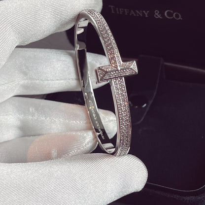 [⭐Sparkve Jewels]T1 WIDE HINGED BANGLE DIAMOND PAVED BRACELET