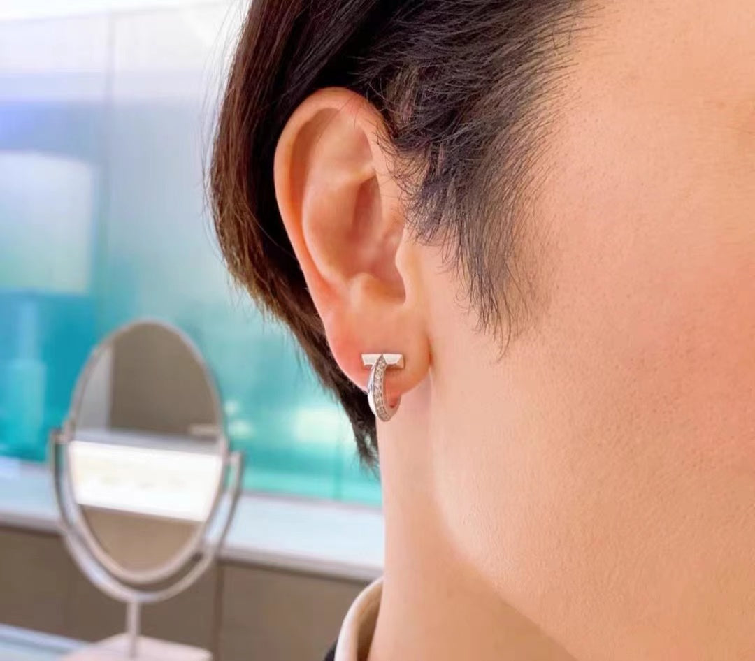 [⭐Sparkve Jewels]T1 HOOP DIAMOND EARRINGS