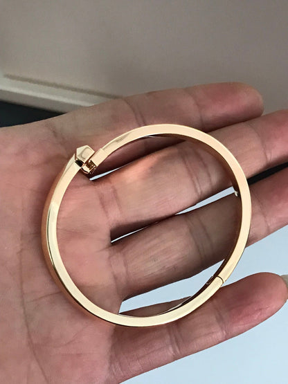[⭐Sparkve Jewels]T1 WIDE DIAMOND HINGED BANGLE PINK GOLD