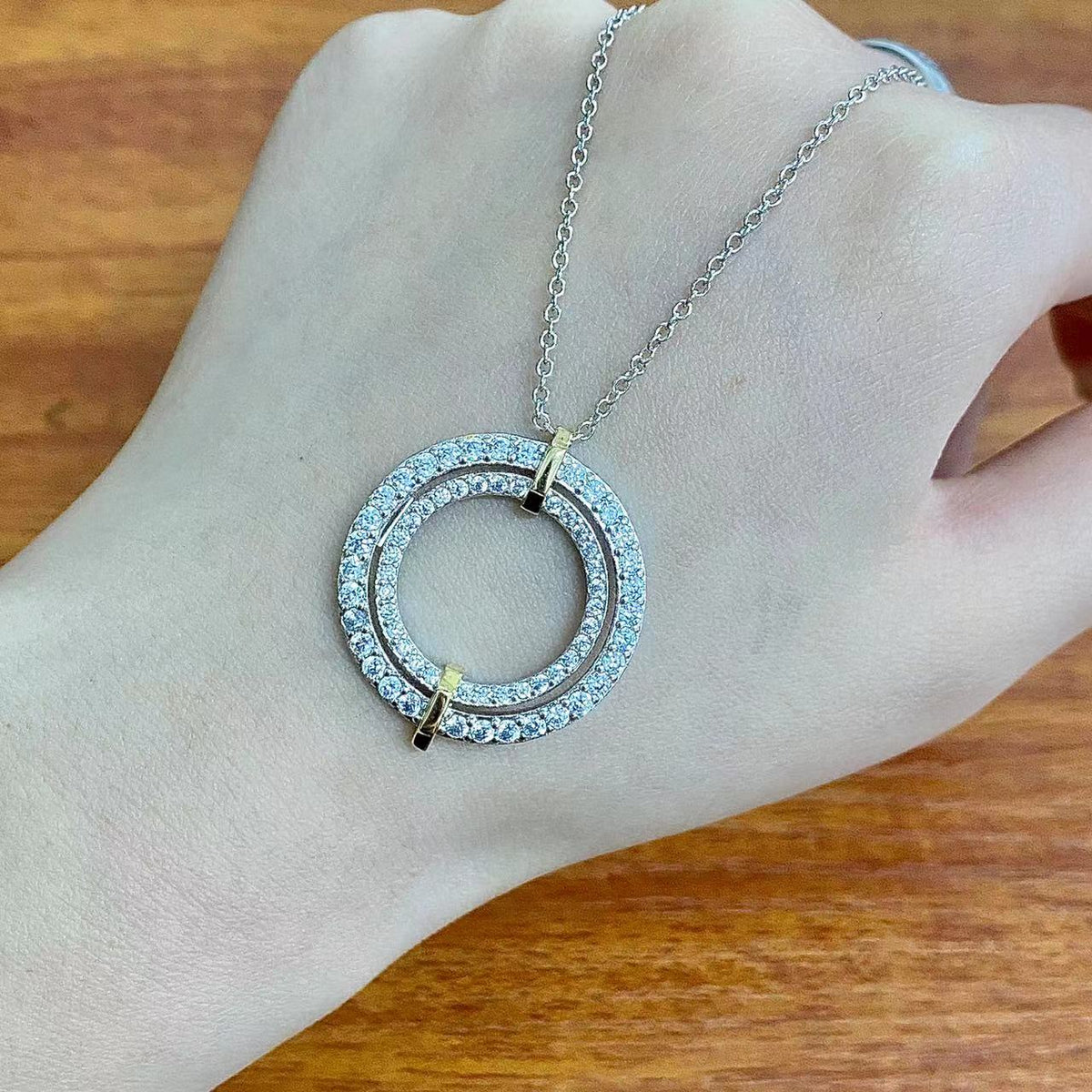 [⭐Sparkve Jewels]EDGE DIAMOND GOLD SILVER NECKLACE