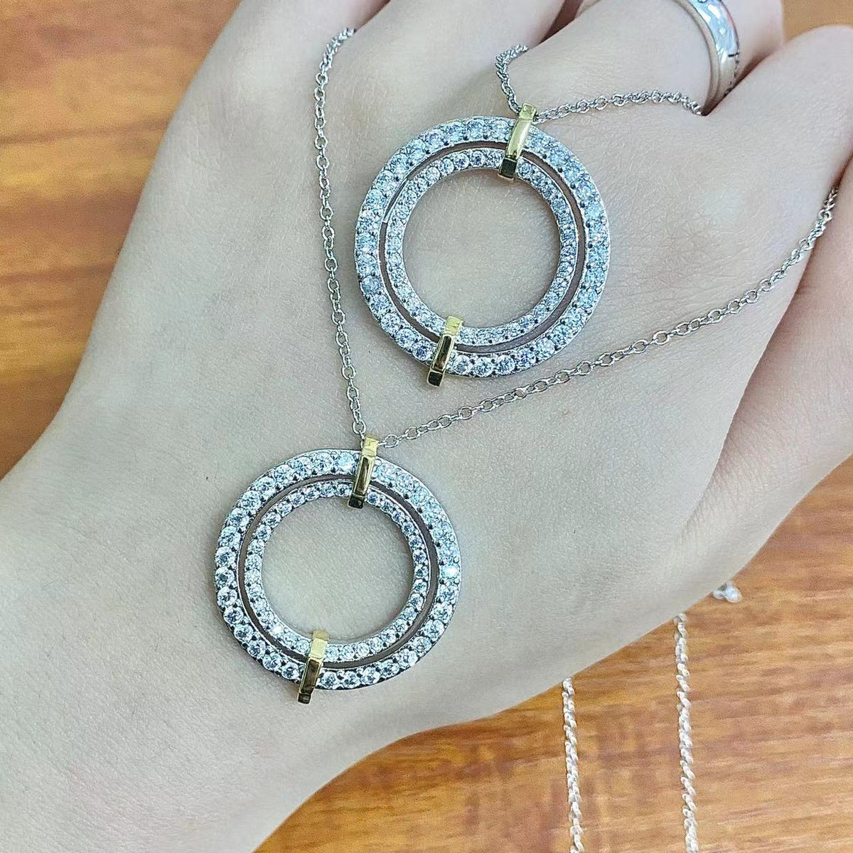 [⭐Sparkve Jewels]EDGE DIAMOND GOLD SILVER NECKLACE
