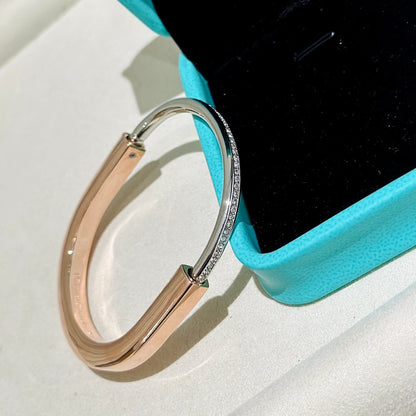 [⭐Sparkve Jewels]LOCK PINK GOLD SILVER DIAMOND BRACELET