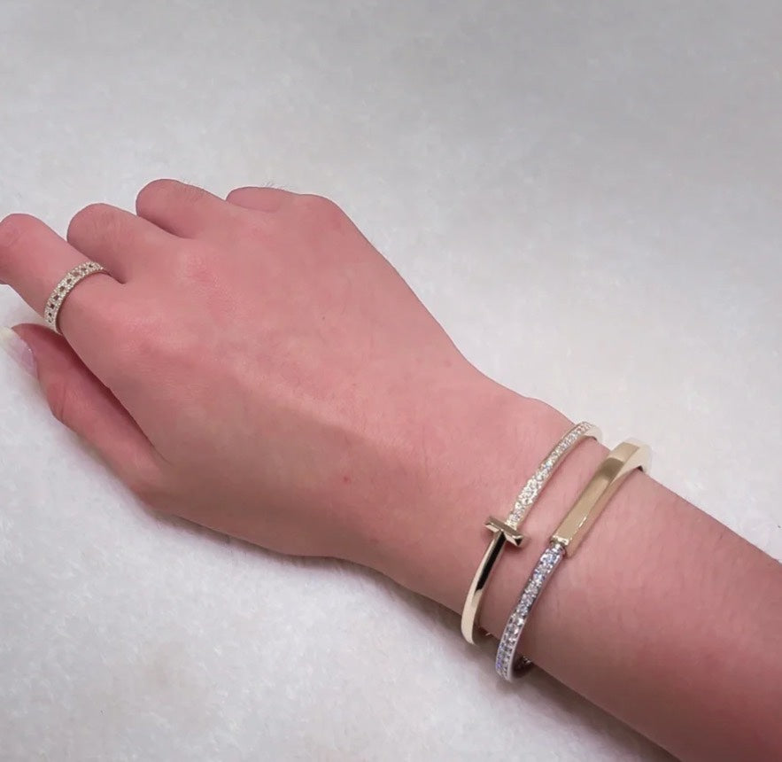 [⭐Sparkve Jewels]LOCK PINK GOLD SILVER DIAMOND BRACELET