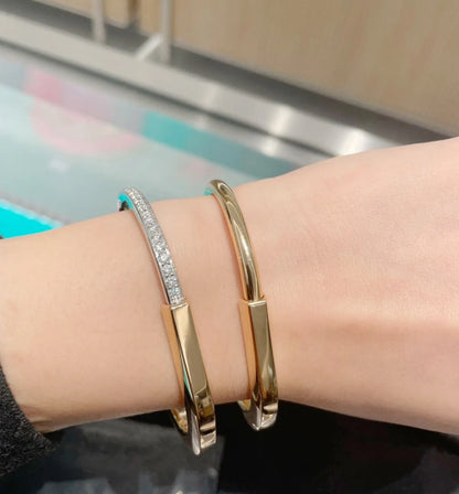 [⭐Sparkve Jewels]LOCK PINK GOLD SILVER DIAMOND BRACELET