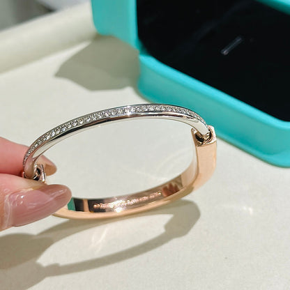 [⭐Sparkve Jewels]LOCK PINK GOLD SILVER DIAMOND BRACELET