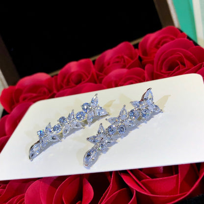 [⭐Sparkve Jewels]VICTORIA SILVER DIAMOND DROP EARRINGS