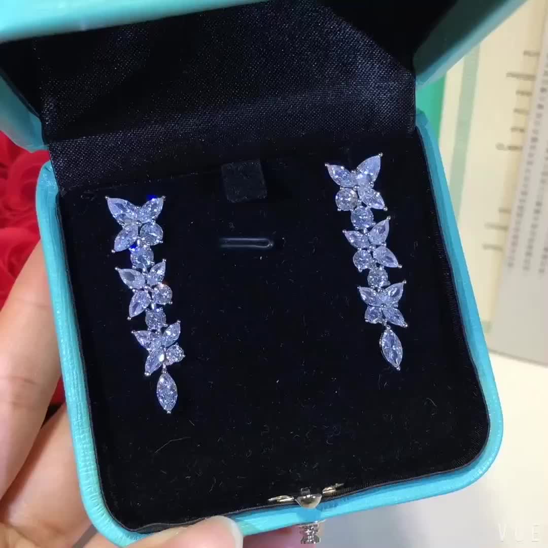 [⭐Sparkve Jewels]VICTORIA SILVER DIAMOND DROP EARRINGS