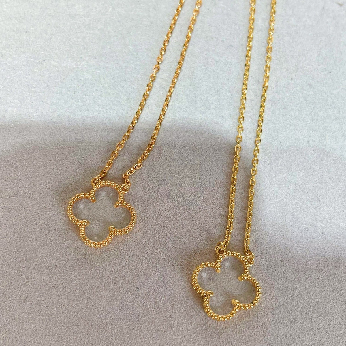 [⭐Sparkve]CLOVER ROCK CRYSTAL ROSE GOLD NECKLACE