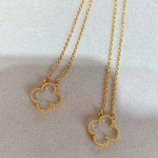 [⭐Sparkve]CLOVER ROCK CRYSTAL ROSE GOLD NECKLACE