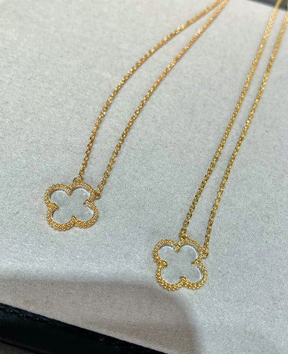 [⭐Sparkve]CLOVER ROCK CRYSTAL ROSE GOLD NECKLACE