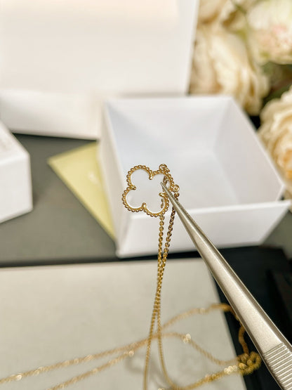 [⭐Sparkve]CLOVER ROCK CRYSTAL ROSE GOLD NECKLACE